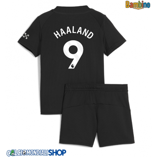 Maglie da calcio Manchester City Erling Haaland #9 Seconda Maglia Bambino 2025-26 Manica Corta + Pantaloni corti)